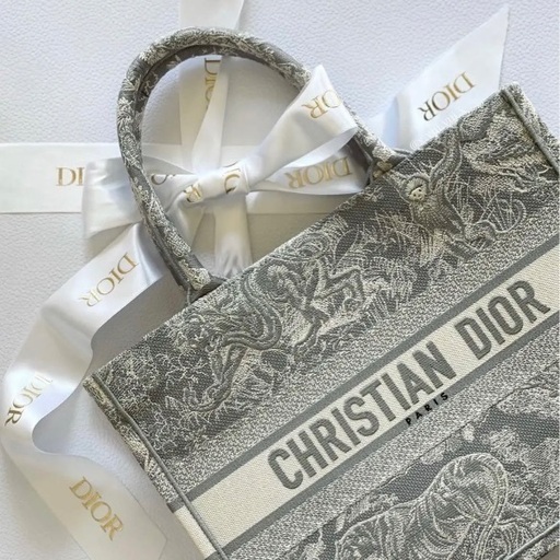 ディオール ブックトート ミディアムサイズ トワルトゥジュイ グレー