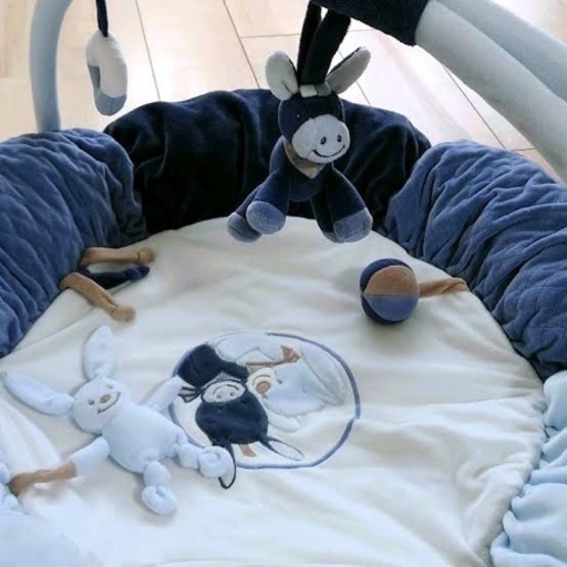 nijakise折りたたみベビーベッド ブルー Nijakise ベビーベッド