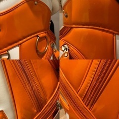 美品！PEARLYGATES  9.0型 キャディバッグ（エナメル）オレンジ・ホワイト 