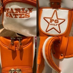 美品！PEARLYGATES  9.0型 キャディバッグ（エナメル）オレンジ・ホワイト 