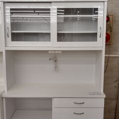 ★ジモティ割あり★  レンジボード 白 H186×D48.5×W117 クリーニング済み TJ834 ☆ジモティ割あり☆ レンジボード 白 H186×D48.5×W117 クリーニング