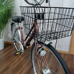 点検整備済み　26インチ　変速付き　オートライト仕様　タイヤチューブ、ブレーキワイヤー、ブレーキシュー、変速ワイヤー、チェーン、サドル、カゴ、ベル新品に交換済み