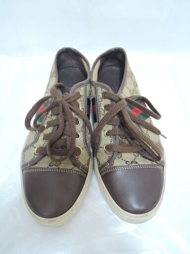 GUCCI グッチ GGキャンバス スニーカー ブラウン系 底面サイズ27cm