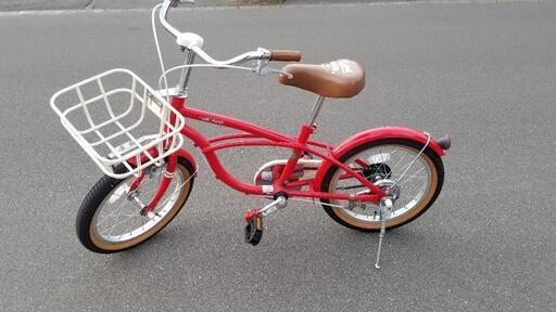16インチ　ミッキー　自転車　補助輪、ペダル脱着可