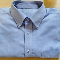 ■形状安定加工　長袖ワイシャツ　Yシャツ　ボタンダウン　ブルー　...