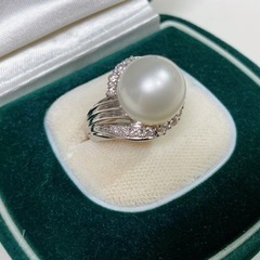 pt900 パールダイヤモンドリング 本真珠 12g