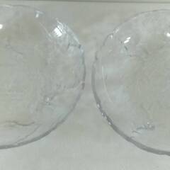 中古 ガラス皿 2枚 涼しげ硝子皿 直径22.5cm 素麺皿 サ...