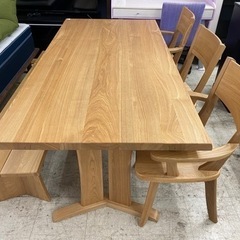 【愛品館 江戸川店】筑波産商 ベンチダイニングテーブル5点セット ID:152-008519-007 