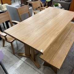 【愛品館 江戸川店】筑波産商 ベンチダイニングテーブル5点セット ID:152-008519-007 