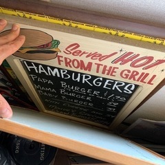 ハンバーガー　木製看板