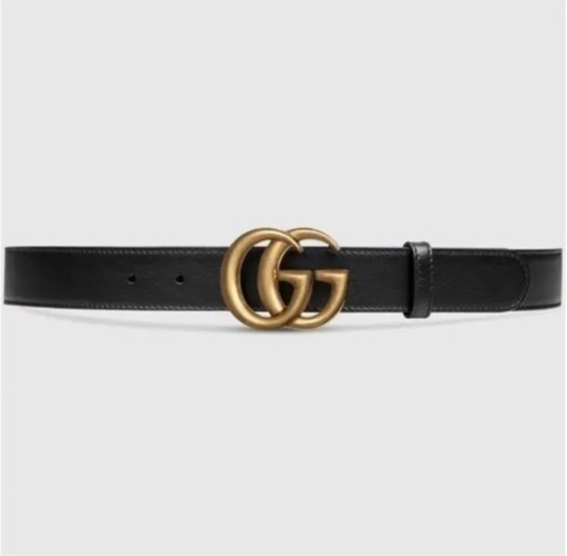 【GUCCI】ダブルG バックル レザー ベルト ブラック メンズ レディース