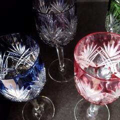 各務カガミクリスタル ワイングラス5色セット アンティーク