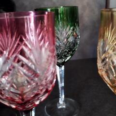 各務カガミクリスタル ワイングラス5色セット アンティーク