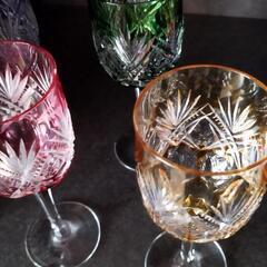 各務カガミクリスタル ワイングラス5色セット アンティーク