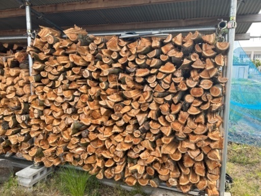 薪ストーブ 薪割済のニセアカシア 薪 1棚 乾燥中