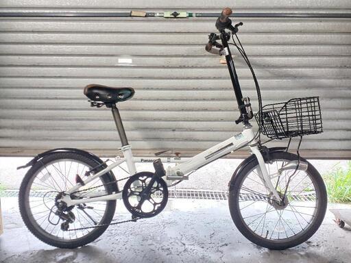 自転車中古　折りたたみ自転車　パナソニック　ビーンズハウス　外装6段変速　オートライト　カゴ付き　タイヤ20インチ