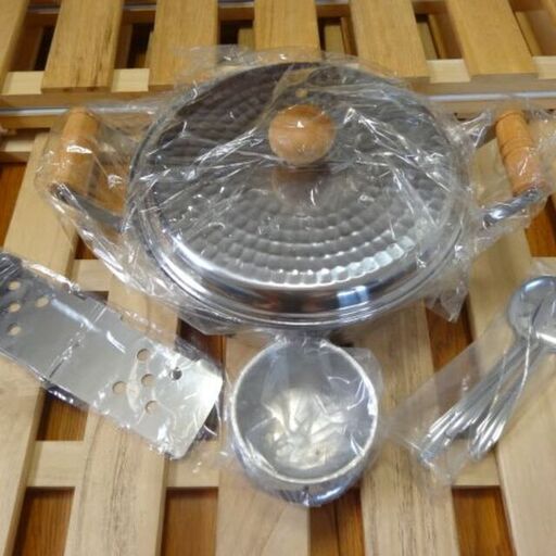 セット おでん 湯豆腐 鍋 仕切り ステンレス 両手 白木 ハンドル カネカ産業
