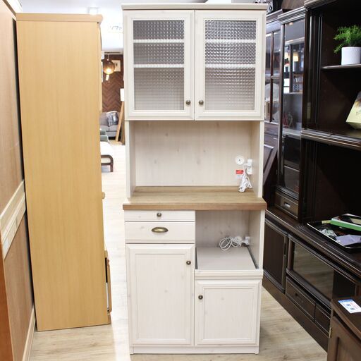 店S521)キッチンボード 食器棚 カップボード B-company ビーカンパニー CRICHICO クリチコ パイン材 ホワイト
