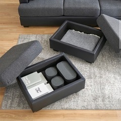 Lowya 3人掛けカウチソファ収納付き　幅190cm