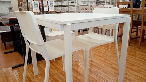 ★ジモティ割あり★ IKEA 伸長式テーブルセット ホワイト H73.8×D70×W80～124.5 クリーニング済み YJ160