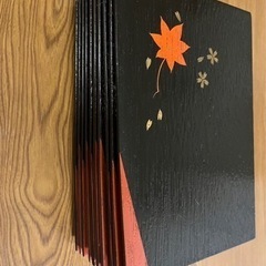 漆器　隅折盆　銘々皿　10枚セット　バラ売り可　紅葉柄　業務用