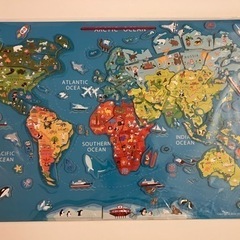 マグネット式 木製 世界地図 パズル