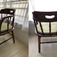 最終値下げ！ 配送相談可‼️〝二脚セット〟オシャレな アンティーク調 チェア 象嵌テーブル付き  Shin-Lee  猫脚 肘掛け