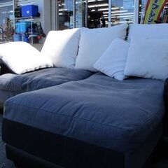 大型 3人掛けソファ カウチソファ 幅200cm L字ソファ グレー/ブラック ニトリ KINGUDOM3KD レザー調 分割可能 大型 ☆ 札幌市 北区 屯田