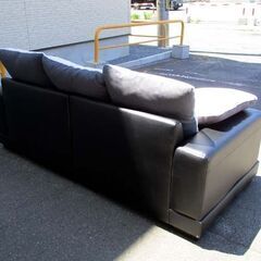 大型 3人掛けソファ カウチソファ 幅200cm L字ソファ グレー/ブラック ニトリ KINGUDOM3KD レザー調 分割可能 大型 ☆ 札幌市 北区 屯田