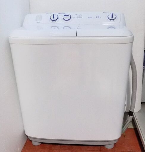 新札幌発 動作品 ハイアール Haier JW-W55E-W 二槽式洗濯機 5.5kg /2019年製/1751