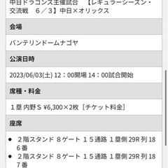 6／3中日vsオリックス(バンテリンドーム)
