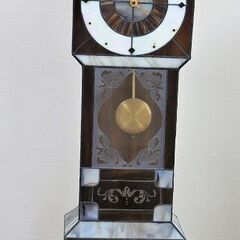 【ネット決済・配送可】ステンドグラス製振り子付き置時計