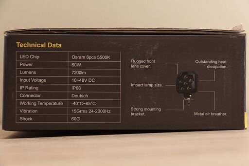 LEDONE LED作業灯 60W 広角 Altas 4.7” WD-6L60-LA (A493kmnwY)