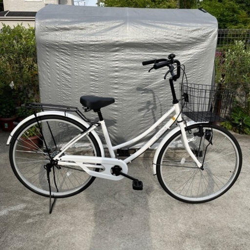 新品同様 シティサイクル ママチャリ 自転車 26インチ 白2024年5月まで1年保証付き