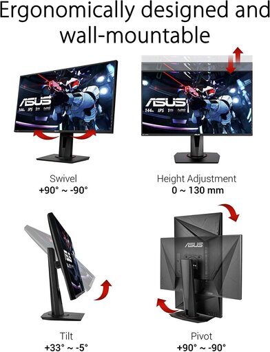 ASUS ゲーミングモニター VG279Q 27インチ/フルHD/144Hz/1ms/IPS  