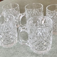 SOGA GLASS プレスガラス レトロ柄 ミニジョッキグラス 5個