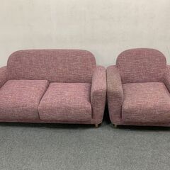 Francfranc/フランフラン ヌボラ 2P/1P ソファ2点セット ピンク シンプルデザイン おしゃれ インテリア 中古家具 店頭引取歓迎 R7182)