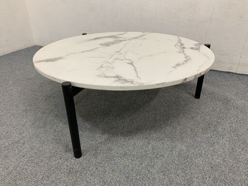 moda en casa /モーダエンカーサ FLORENCE table 大理石天板 センターラウンドテーブル 円形 リビング 中古家具 店頭引取歓迎 R7196)