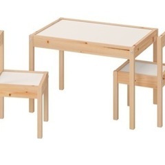  IKEA LATT レット キッズ　テーブル　チェア2脚 セッ...