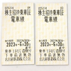 名鉄電車　株主優待乗車券　4枚　有効期限　6月30日