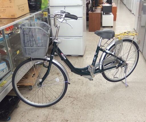 24インチ 自転車 ミヤタ自転車 シティサイクル グリーン×シルバー ハンドルロック付き カゴ付き 荷台あり ママチャリ☆ 札幌市 北区 屯田 24インチ 自転車 ミヤタ自転車 シティサイクル グリーン×シルバー
