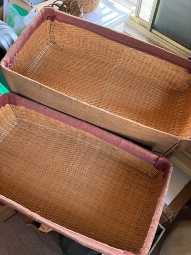 2個セット　やなぎごおり　柳ごうり　柳行李　アンティーク　籠収納　古道具