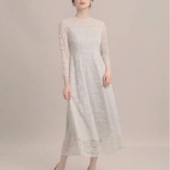未使用品 ＜Maglie White＞ラッセルレースロングドレス