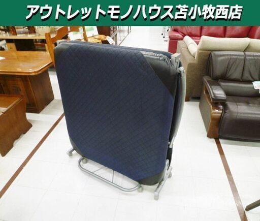 折りたたみベッド シングル マット幅約95cm ネイビー 寝具 家具 折り畳み ベット 苫小牧西店