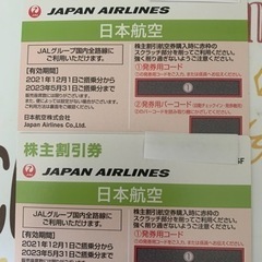 JAL株主割引券2枚　有効期限2023/5/31まで
