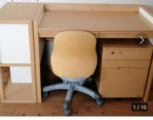 OKAMURA学習机、サイドラック、引出し、椅子