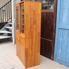 unico(ウニコ)の人気シリーズBREATH(ブレス) チーク無垢材 2面食器棚です！ヴィンテージスタイルのナチュラルな雰囲気のカップボード♪北欧スタイルやカフェ風のお部屋の収納棚に！DE426