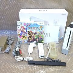 任天堂Wii 本体・リモコン・ソフト(マリオパーティ8等)2本付...
