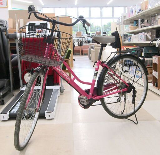 札幌市/清田区 エンドウ商事 シティサイクル CLASSTATION 26インチ ピンク系 ママチャリ 自転車 かご付き 荷台付き