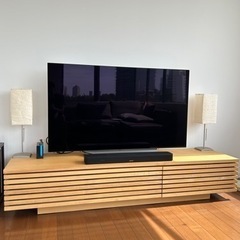 大型テレビ対応、木製テレビボード